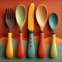 Flat style cutlery (fork/knife/spoon) vector set