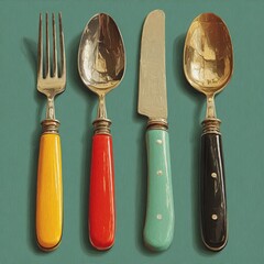 Flat style cutlery (fork/knife/spoon) vector set