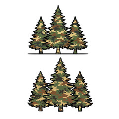 Obraz premium Camouflage Pine Trees Forest Illustration