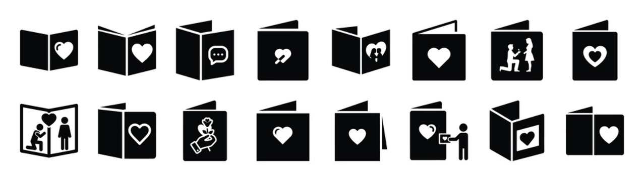 A set of love confession card minimal flat vector icon set. valentines day design element.