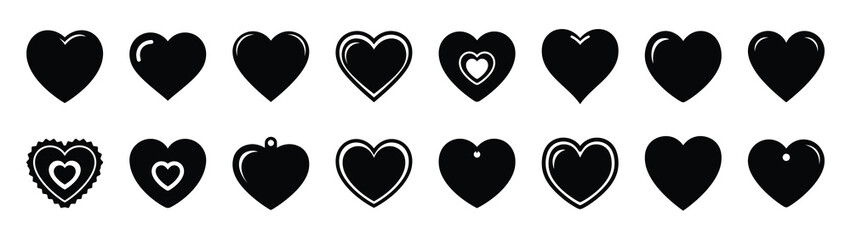 A set of valentine heart badge minimal flat vector icon set. valentines day design element.