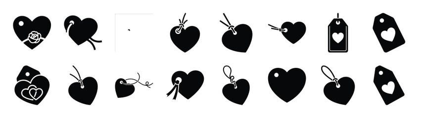 A set of valentine gift tag minimal flat vector icon set. valentines day design element.