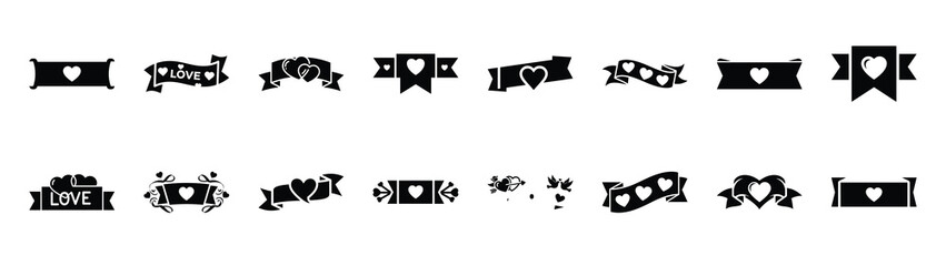 A set of valentine love banner minimal flat vector icon set. valentines day design element.