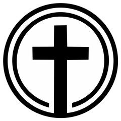 Obraz premium Christian cross symbol within a double ring, religious graphic