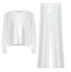 White woman sweater and pants. vector