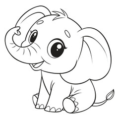 Obraz premium BABY ELEPHANT SKETCH WITH LARGE PLAYFUL EYES AND FRILLY EARS FOR NURSERY WALL ART BIRTH ANNOUNCEMENT CARDS AND WHIMSICAL ANIMAL ILLUSTRATIONS