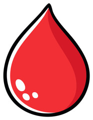 Fototapeta premium Stylized red droplet with smooth shading and black outline