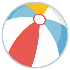 Obraz premium Colorful striped beach ball vector illustration. Classic inflatable toy for summer, fun, and vacation activities.