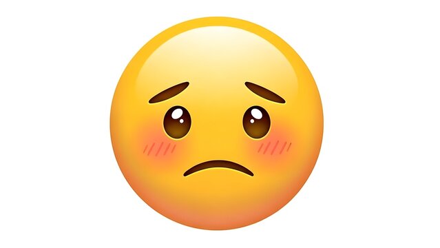 A displeased emoji with a frowning face and rosy cheeks