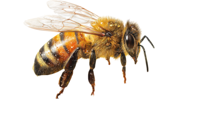 Bee on honeycomb collecting nectar in a garden during a sunny afternoon