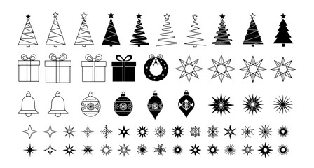 Set of Minimalistic Geometric Christmas Elements
