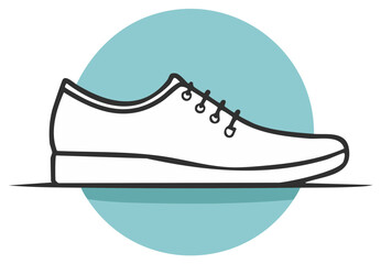 Simple hand drawn illustration of a casual sneaker shoe with laces. Minimalist footwear icon in profile view.