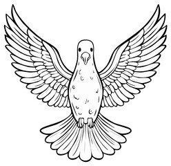 Stylized outline illustration of a graceful dove with wide open wings representing peace and freedom