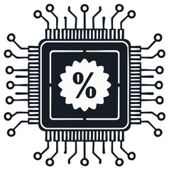 Microchip with Percent Symbol Design Concept for Technology and Sales