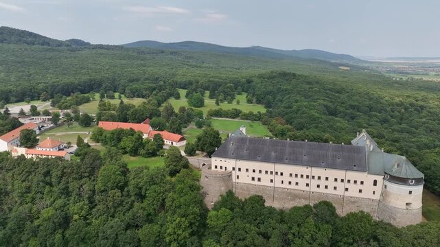 Aerial view of the Cerveny kamen Castle in Slovakia