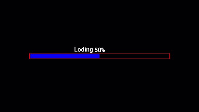 abstract loading bar animation transparent background, Loading bar and percentage Futuristic progress loading bar 0-100 percent in 4k