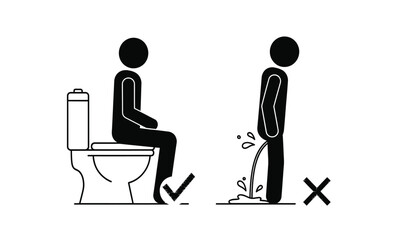 Toilet etiquette a visual guide demonstrating correct and incorrect restroom behavior