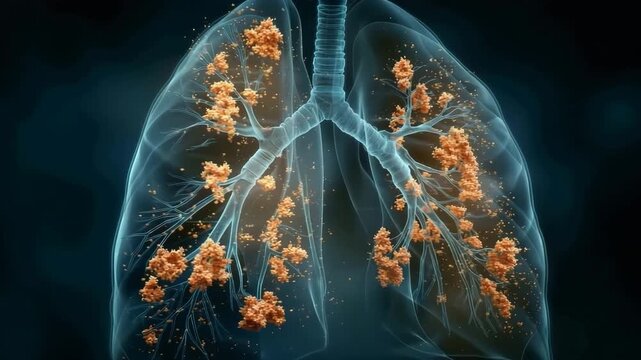 汚染粒子の影響を示す肺の内部可視化