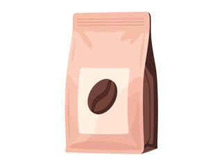 Artistic Representation of a Sealed Pouch Containing Roasted Coffee Beans