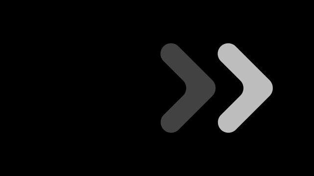 White direction indicators animation on black background. Loop animation direction concept. Rounded edges