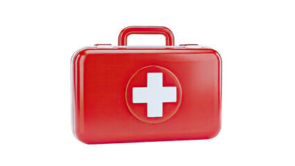 Obraz premium Red First Aid Kit with White Cross Symbol