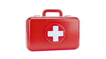 Red First Aid Kit with White Cross Symbol