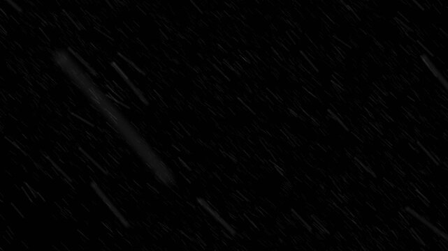 heavy rain looping over black background. Isolated Rain Loop on Black and green screen