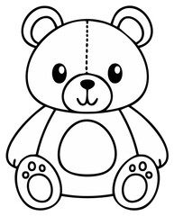 Fototapeta premium Cute Teddy Bear Line Art Illustration for Kids Coloring Book Activity