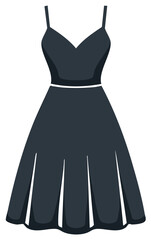 Elegant retro little black dress with a flared pleated skirt and spaghetti straps