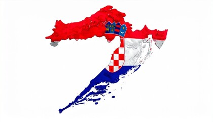 Croatia Map with National Flag Design Abstract Southeast European Geography Concept