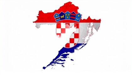 Croatia Map with National Flag Design Abstract Southeast European Geography Concept