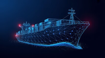 Digital Cargo Ship Low Poly Model | Global Logistics & Supply Chain Tech