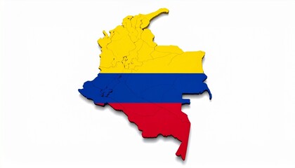 3D Colombia Map with National Flag Design Abstract South American Geography Concept