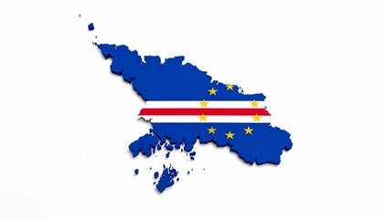 Cabo Verde Map with National Flag Design Abstract Atlantic Archipelago Geography Concept