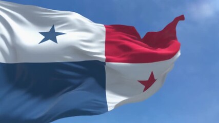 Panama National Flag Waving in Blue Sky Central American Pride and Sovereignty