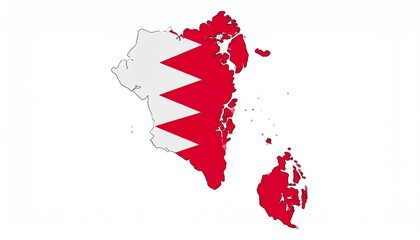 3D Bahrain Map with National Flag Design Abstract Middle Eastern Geography Concept