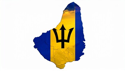 3D Barbados Map with National Flag Design Abstract Caribbean Geography Concept