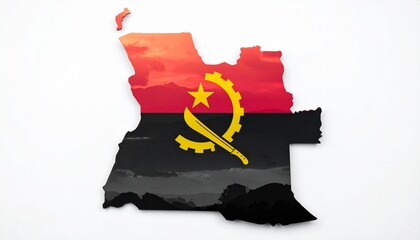 3D Angola Map with National Flag Design Abstract Southern African Geography Concept