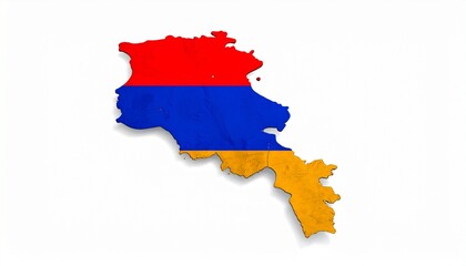 3D Armenia Map with National Flag Design Abstract Caucasian Geography Concept
