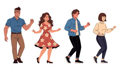 Fototapeta premium Diverse group of young adults dancing in casual outfits