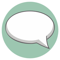 Vibrant white speech bubble icon on an appealing green circle symbolizing communication and interaction