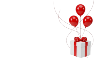 Gift box with red balloons