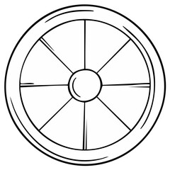 Obraz premium Round wheel with spokes vector illustration Round emblem circular frame sketch style