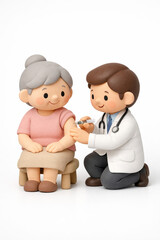 Doctor Administering Vaccine to Elderly Woman