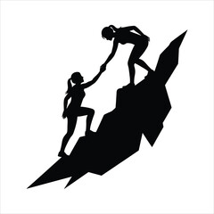 Person Climbing Mountain Silhouette icon