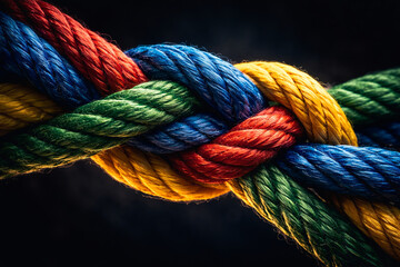 Colorful Braided Rope with Knot - Close-up