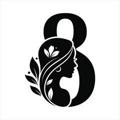 international working women's day icon with number