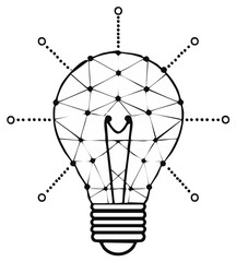 Abstract Light Bulb with Network Connections for Idea Generation or Technological Innovation Concept