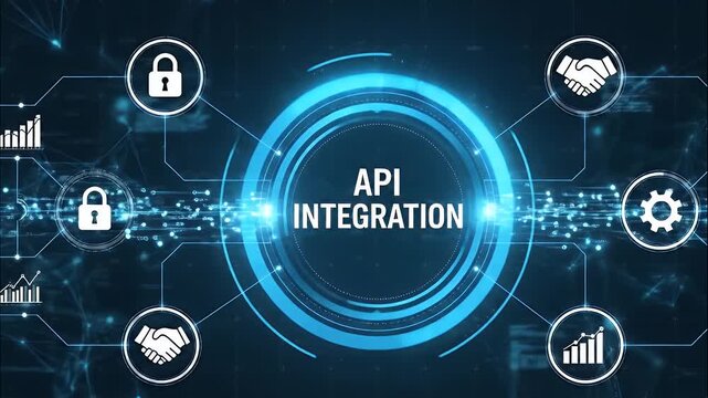 API integration concept for business software technology.