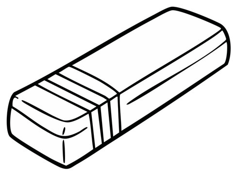 Illustration of a rectangular eraser used for removing pencil marks, isolated.
